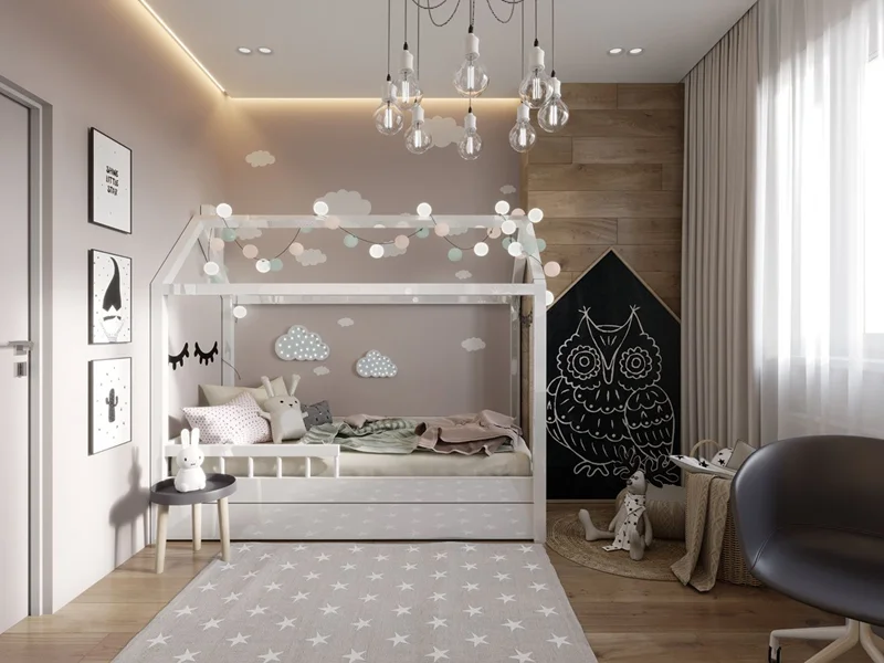 Уютная детская комната с декоративными фонариками