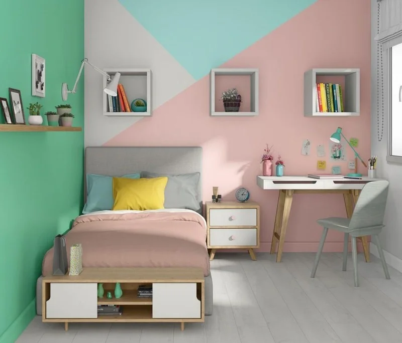 Идея оформления спальни для девочки в пастельных тонах