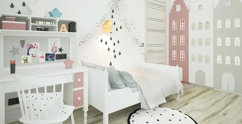 Оформление детской комнаты в белом цвете