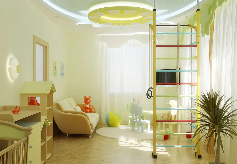Вариант использования центрального освещения в детской комнате