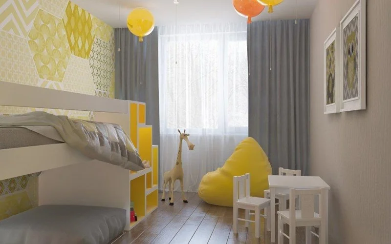 Спальня для девочки в желтых оттенках