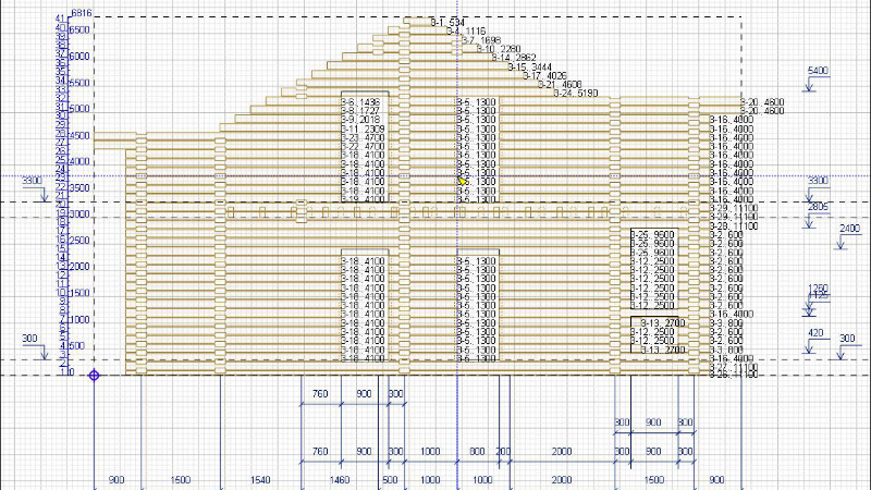 схема дома с разметкой высоты в HouseCreator
