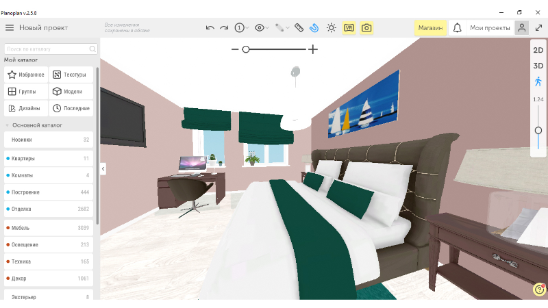 создание спальни и проектировка комнат с помощью онлайн-сервиса