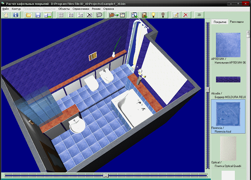 дизайн ванной в синем цвете в Кафель 6.0 HOME