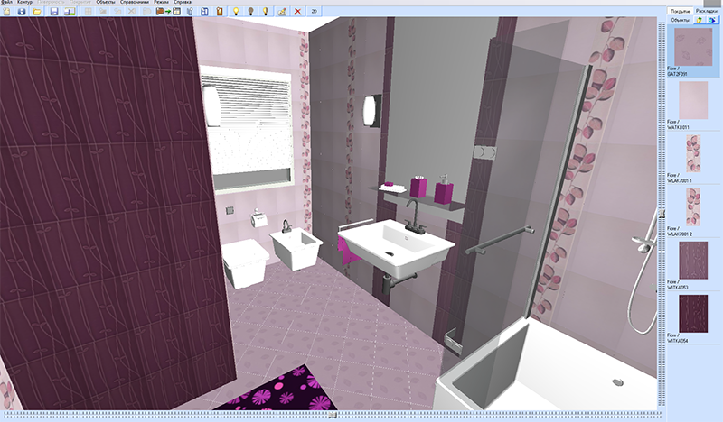 3D модель розовой ванной комнаты